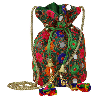 

BMR WOMEN EMBROIDERIED POTLI Potli(Green)