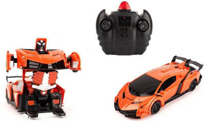 

skyler Remote Control One-key Transformation Radio control rechargeable Lamborghini Robot car (Orange)(Orange)