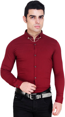 ShopyBucket Men Solid Party Maroon Shirt