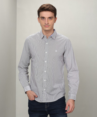 United Colors of Benetton Men Printed Casual White, Grey Shirt at flipkart