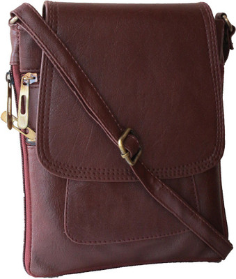 

pocket bazar Women Casual, Evening/Party Brown Leatherette Sling Bag