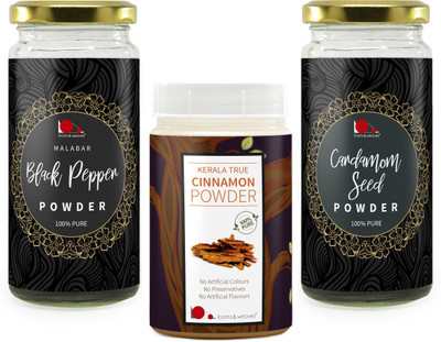 

looms & weaves Combo Offer (100 gm Black Pepper Powder + 100 gm Cinnamon Powder + 100 gm Caradamom Seed Powder)(3 x 100 g)