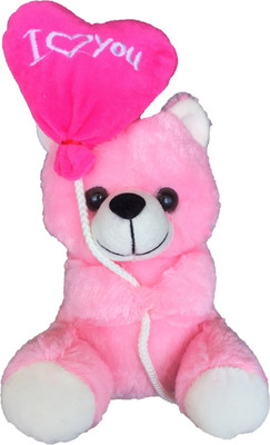 

CREATIVEVILLA CUTE PINK BALLOON I LOVE YOU TEDDY BEAR STUFFED PLUSH SOFT TOY CVST9101 - 18 cm(Multicolor)