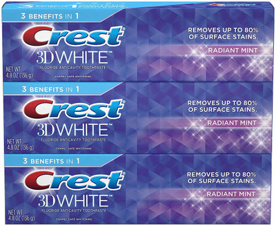 Crest 3D White Toothpaste Radiant Mint 4.8 oz (3 pack) Toothpaste(125 g, Pack of 3)