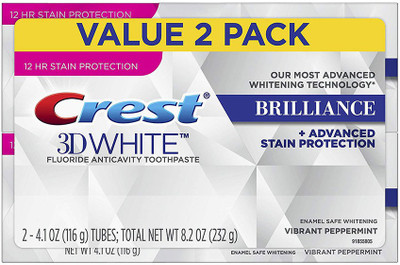 

Crest 3D White Brilliance Vibrant Peppermint Toothpaste, 4.1 oz Twin Pack Toothpaste(125 g)