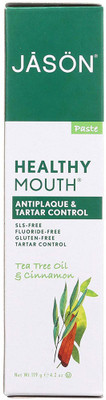 

Jason Healthy Mouth Tartar Control Flouride-Free Toothpaste, Tee Tree Oil & Cinnamon, 4.2 oz. (Packaging May Vary) Toothpaste(125 g)
