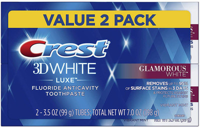 

Crest Twin Pack 3D White Luxe Glamorous White Toothpaste, 3.5 Ounce Each Toothpaste(75 g)