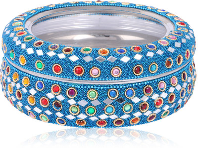 

SAMAA BIG-BLUE-ROUND-BOX-002 jewelry box Vanity Box(Blue)