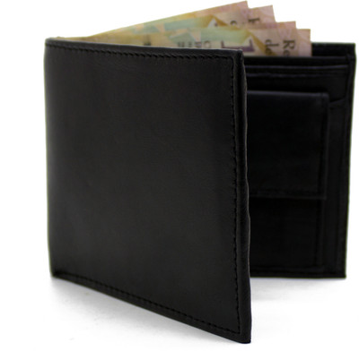 

flex boom Men Casual Black Genuine Leather Wallet(4 Card Slots)
