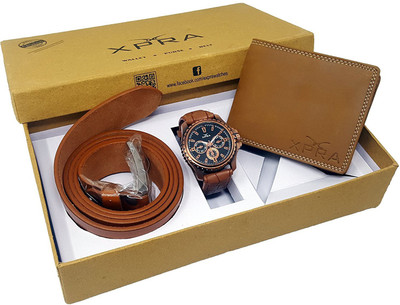 

XPRA Analog Watch, Wallet, Belt Combo(Tan, Black, Brown)
