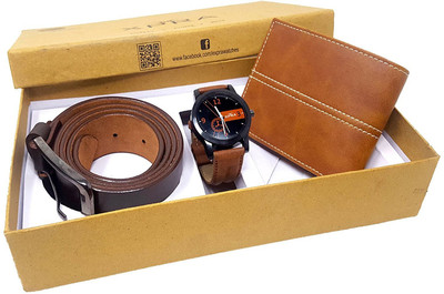 

XPRA Analog Watch, Belt, Wallet Combo(Tan, Black)