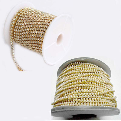 

mrithi Pearl And Stone Cup Chain For Jewellery Making - 2 Metres Each