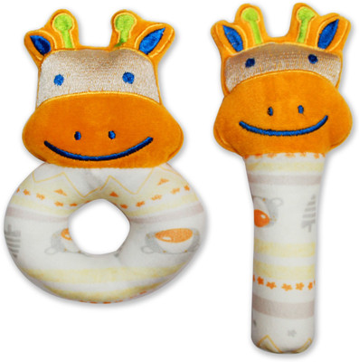 

Tumble Giraffe Face 2 Piece Baby Rattles & Plush Rings Toys Rattle(Orange)