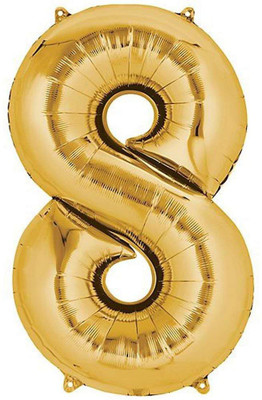 

Riit Solid 17 Inch Golden Number 8 (Eight) Foil Balloon Balloon(Gold, Pack of 1)
