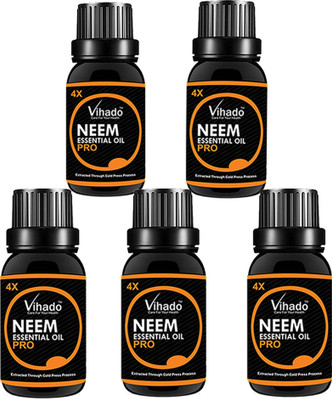 

VIHADO Pure Neem Oil 4X PRO (Azadirachta Indica) 100% Natural Cold Pressed (10 ML) (PACK OF 5)(10 ml)