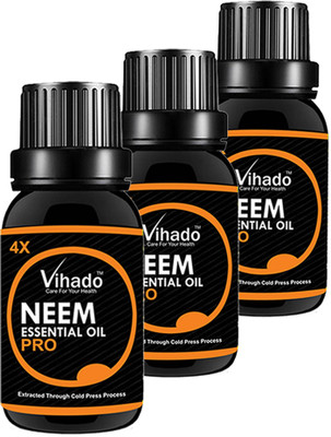 

VIHADO 100% Pure Cold Pressed Neem Oil For Hair, Skin & Nails - Natural Insect Repellent Hair Oil 4X PRO (30 ML) (PACK OF 3)(30 ml)