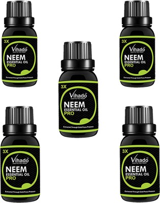 

VIHADO Neem Carrier Oil Pure Natural For Skin care & Hair treatment Hair Oil 3X PRO (Pack of 5)(15 ml)