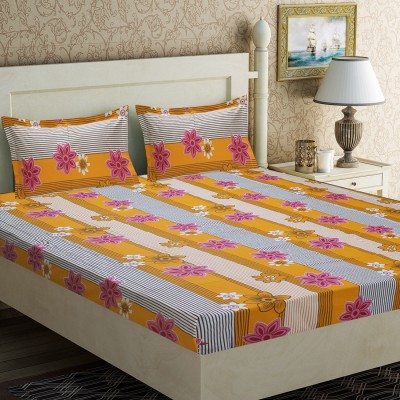 Home Candy 104 TC Cotton Double Floral Flat Bedsheet(Pack of 1, Multicolor)