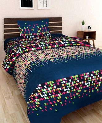 Kittu Décor 140 TC Microfiber Single Self Design Flat Bedsheet(Pack of 1, Multicolor)