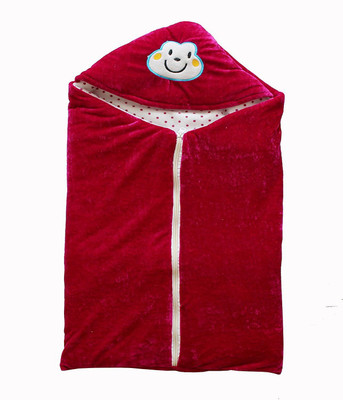 

aroraonlinetraders Plain  Hooded Baby Blanket(Microfiber, Red