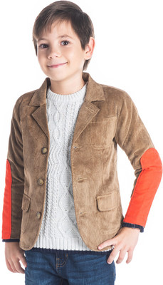 

Cherry Crumble California Solid Single Breasted Casual Baby Boys & Baby Girls Blazer(Brown
