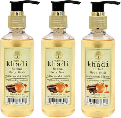 

Vagad's Khadi Sandalwood and Honey Body Wash(600 ml, Pack of 3)
