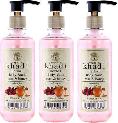 

Vagad's Khadi Rose and Honey Body Wash(600 ml, Pack of 3)