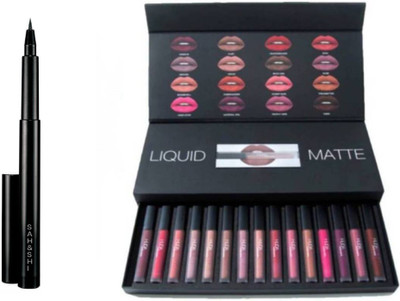 

Sah&Shi Sketch Pen Eyeliner With Huda set of 15 Matte Lipstiks(Set of 2)