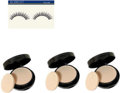 

GLORIST Combo of Mac Fix Powder Plus Compact Pack Of 3 with Eyelashes (Set of 4)(Set of 4)