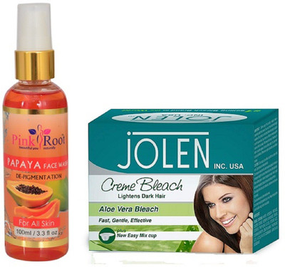 

Pink Root PAPAYA FACE WASH 100ML WITH JOLEN ALOE VERA BLEACH(Set of 2)