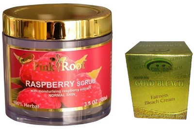 

Pink Root RASPBERRY SCRUB 100G WITH GOLD BLEACH 50G(Set of 2)