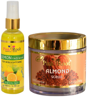 

Pink Root LEMON FACE WASH 100ML WITH ALMOND SCRUB 100GM(Set of 2)