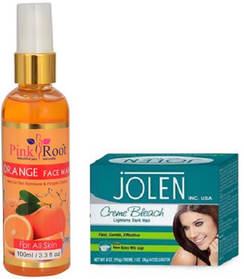

Pink Root ORANGE FACE WASH 100ML WITH JOLEN CREME BLEACH(Set of 2)