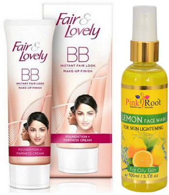 

Pink Root LEMON FACE WASH 100ML WITH FAIR & LOVELY BB CREAM(Set of 2)