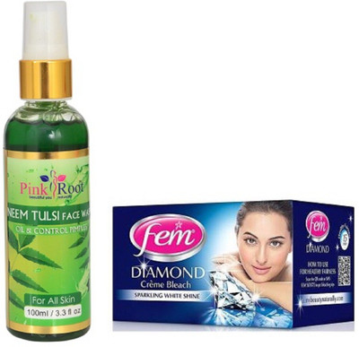 

Pink Root NEEM FACE WASH 100ML WITH FEM DIAMOND BLEACH(Set of 2)