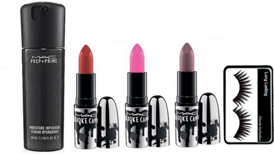 

Longlasting Eyelashes, Prep + Prime Moisture Serum Hydratant& lipstick (set of 3)(Set of 5)