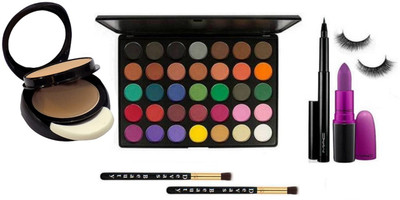 

divas beauty Makeup Brushes With Mac 35 Shades Eye Shadow Palette With Matte Finish long Lasting Lipstick,Pen Eyeliner,Eyelashes, Two Way Compact(Set of 7)