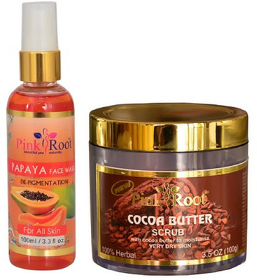 

Pink Root PAPAYA FACE WASH 100ML WITH COCOA SCRUB 100GM(Set of 2)
