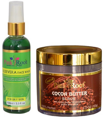 

Pink Root ALOE VERA FACE WASH 100ML WITH COCOA SCRUB 100GM(Set of 2)