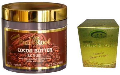 

Pink Root COCOA BUTTER SCRUB 100G WITH GOLD BLEACH 50G(Set of 2)
