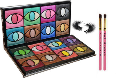 

big Basket makeup brush , multi shades eye shadow palette with eyelashes(Set of 3)