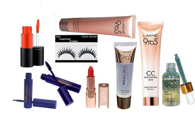 

Pro longwear combo Eyelashes&9 to 5 Mousse foundation With Gold Radiance Face Serum,Matte Finish lipstick, CC Color transform Cream With Infallilible Mattifying Primer,Padma liquid eyeliner with Mascara & Mac versicolour stain encre a levres longlasting/l