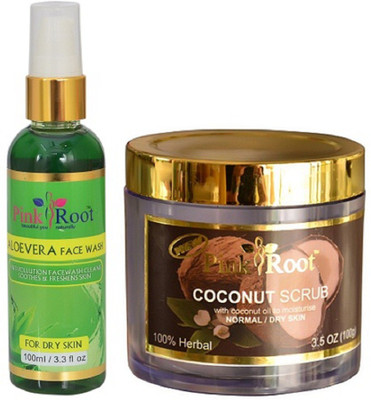 

Pink Root ALOE VERA FACE WASH 100ML WITH COCONUT SCRUB 100GM(Set of 2)