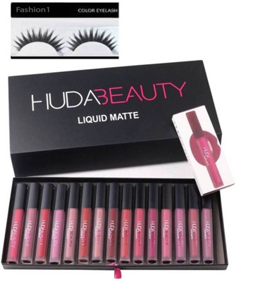 

FASHION 1 combo of Matte Liquid Lipstick(Set Of-16) (Multicolour) with Eyelashes (Set of 2) (Set of 2)(Set of 2)