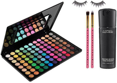 

Professional kit Brush 2 With Mac 88 Shade Eyeshadow Palette& Pre+Primer Moisture Infusion Serum Hydratant(Set of 4)