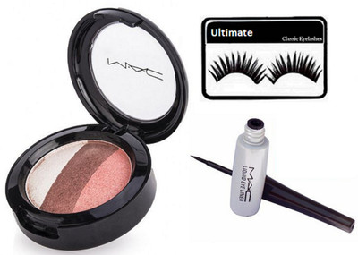 

Ultimate Eyelashes, Mac 3 shade Eyeshadow, Liquid Eyeliner(Set of 3)