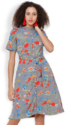 Tokyo Talkies Women Fit and Flare Multicolor Midi/Calf Length Dress