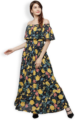 Tokyo Talkies Women Maxi Dark Blue Midi/Calf Length Dress