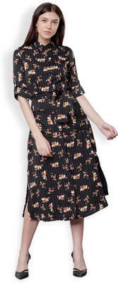 Tokyo Talkies Women Shirt Black Midi/Calf Length Dress
