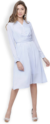 Tokyo Talkies Women Fit and Flare Blue Midi/Calf Length Dress